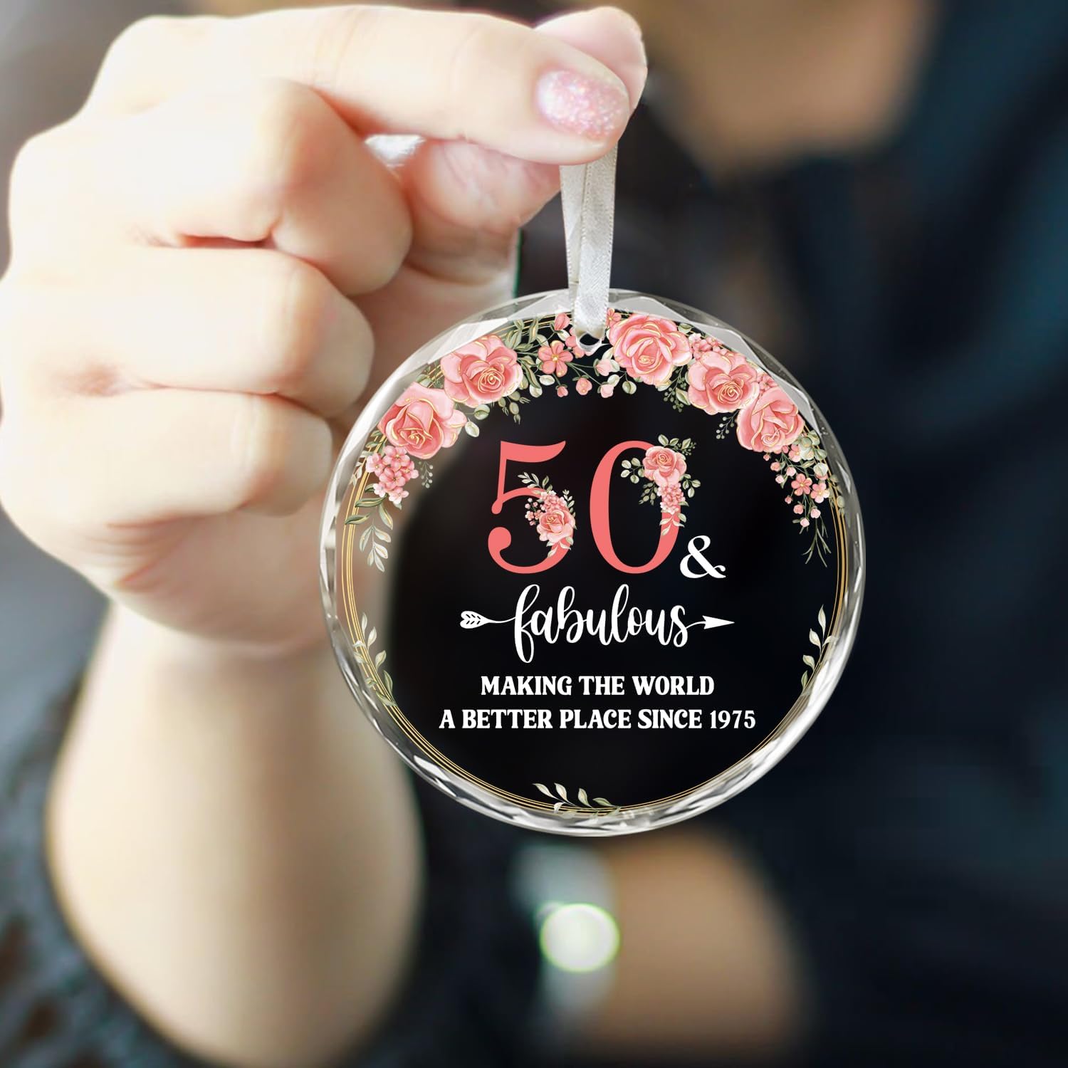 50th And Fabulous - Making The World A Better Place Since 1975 - Glass Ornament