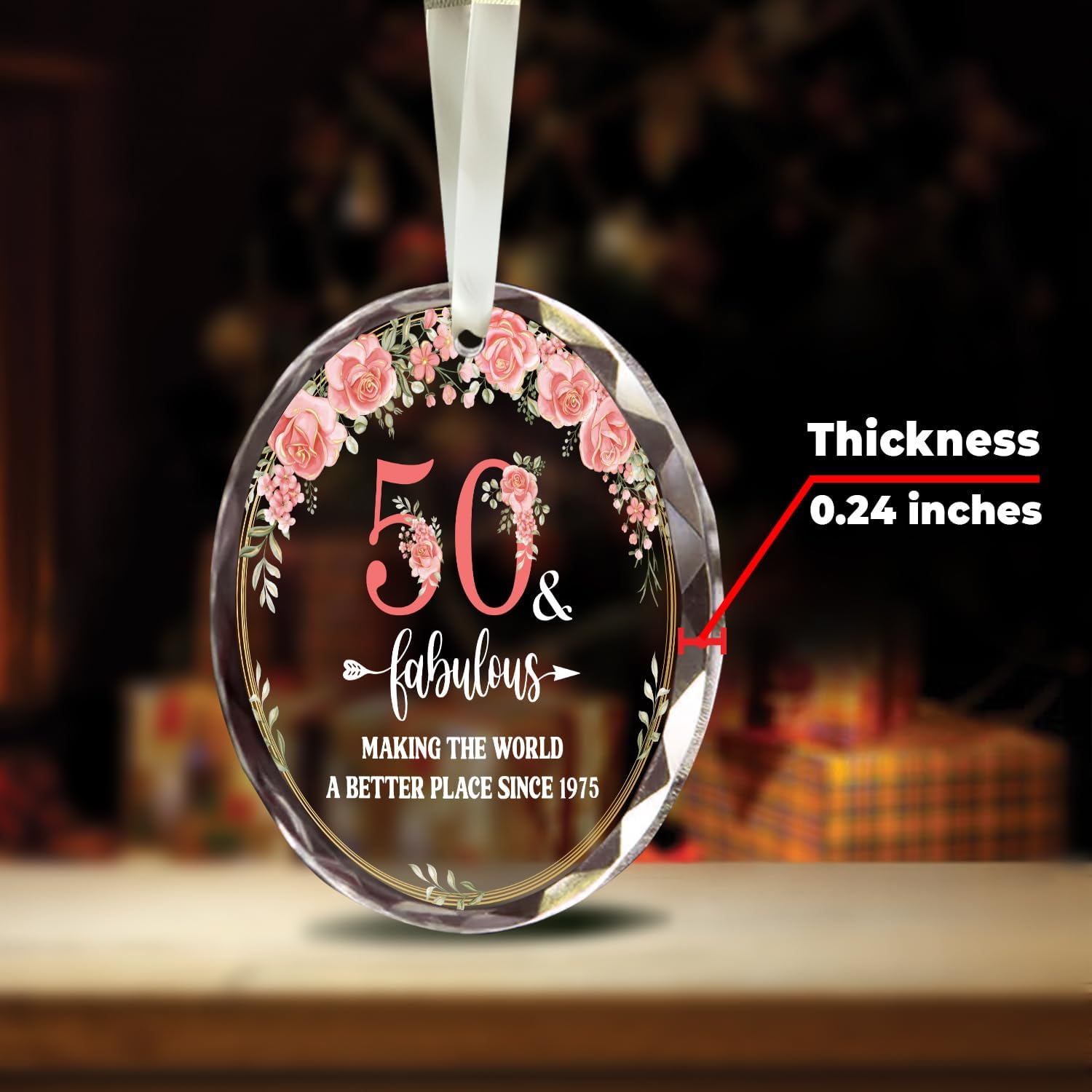 50th And Fabulous - Making The World A Better Place Since 1975 - Glass Ornament