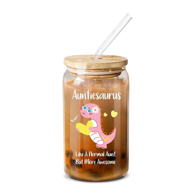 Auntiesaurus Like A Normal Aunt - 16 Oz Coffee Glass