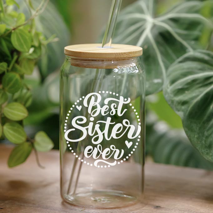 Best Sister Ever - 16 Oz Coffee Glass