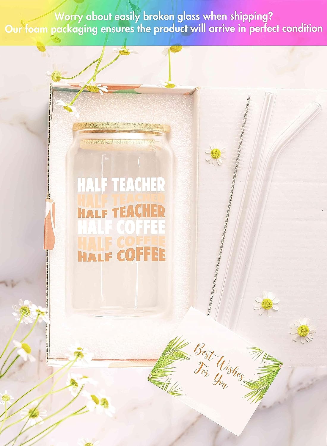 Half Teacher - 16 Oz Coffee Glass