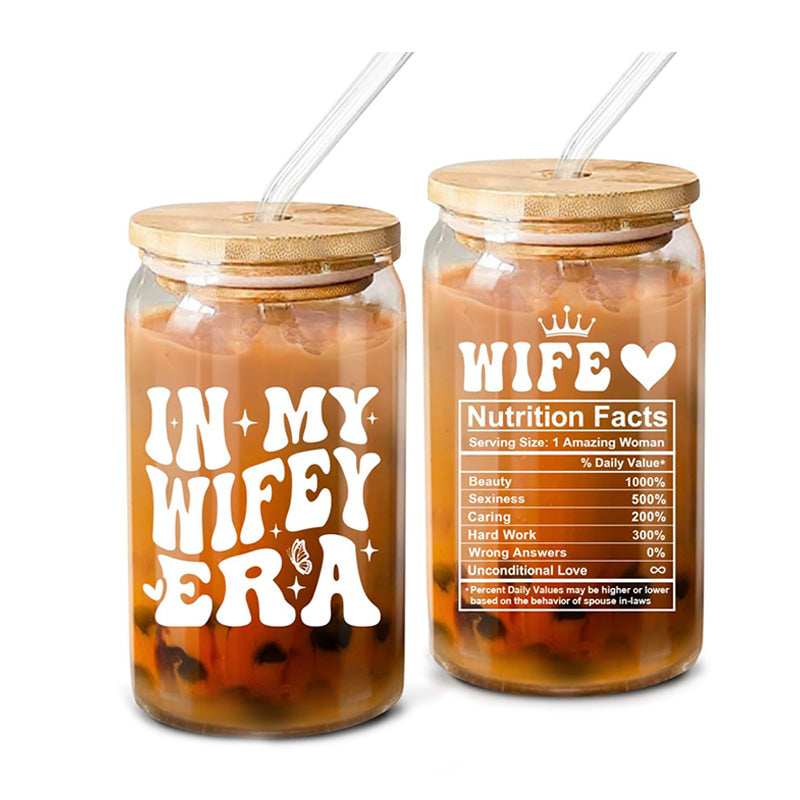In My Wifey Era + Wife Nutrition Facts - 16 Oz Coffee Glass