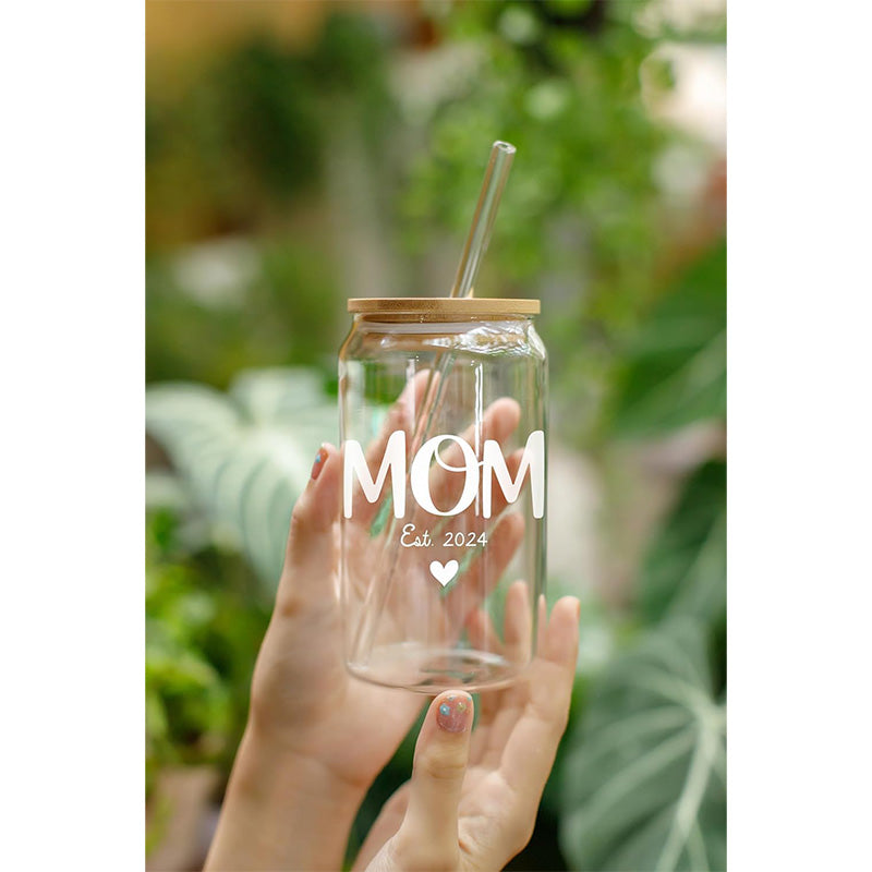 Mom Est 2024 - 16 Oz Coffee Glass