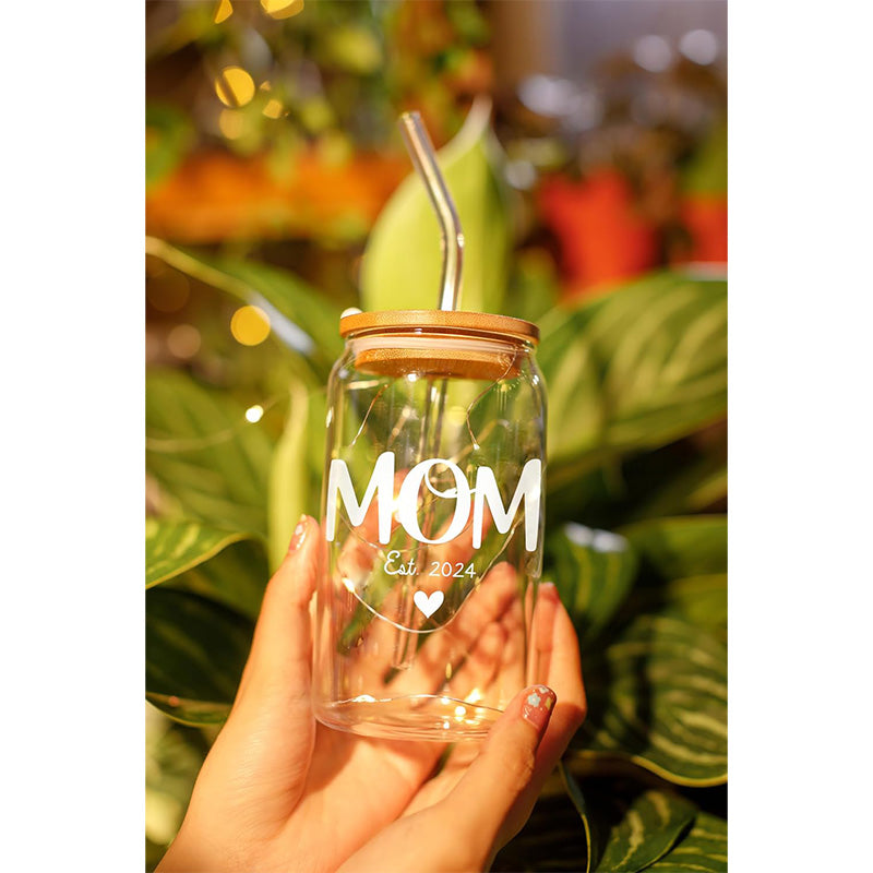 Mom Est 2024 - 16 Oz Coffee Glass