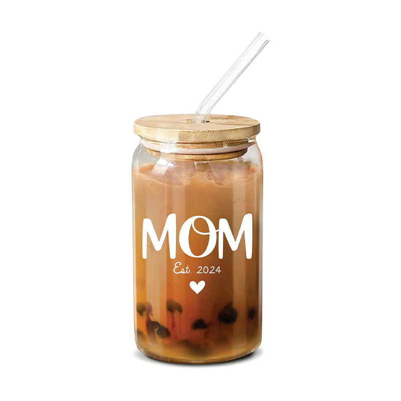 Mom Est 2024 - 16 Oz Coffee Glass