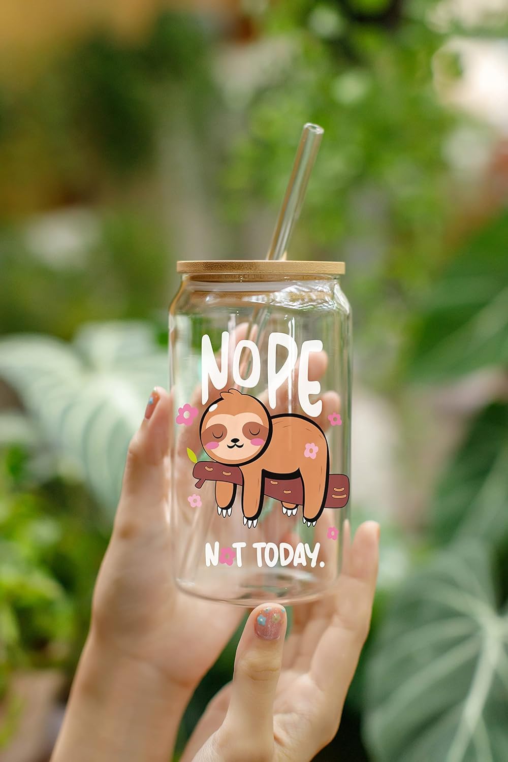 NOPE - Not Today - 16 Oz Cofee Glass