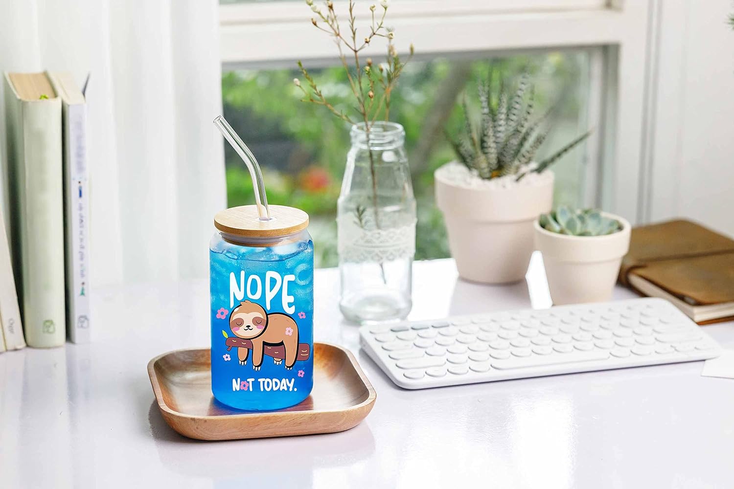 NOPE - Not Today - 16 Oz Cofee Glass