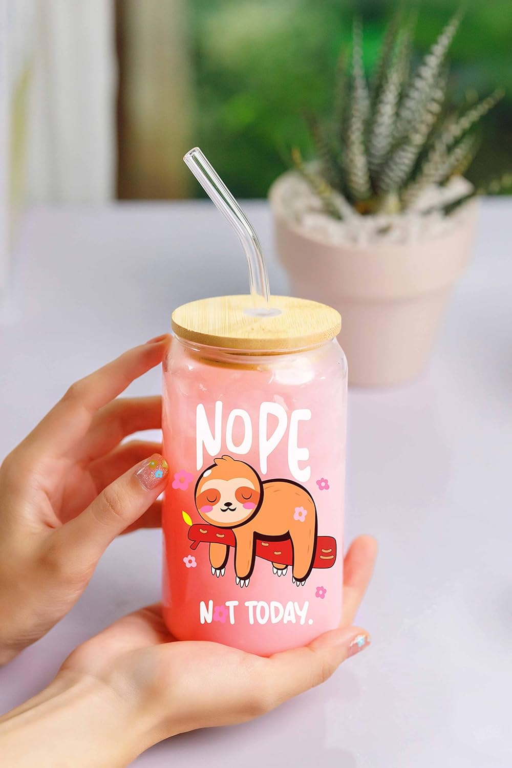 NOPE - Not Today - 16 Oz Cofee Glass