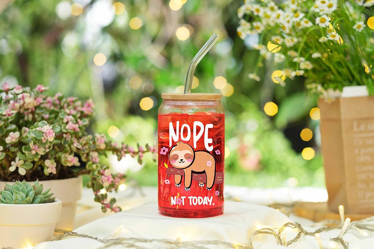 NOPE - Not Today - 16 Oz Cofee Glass