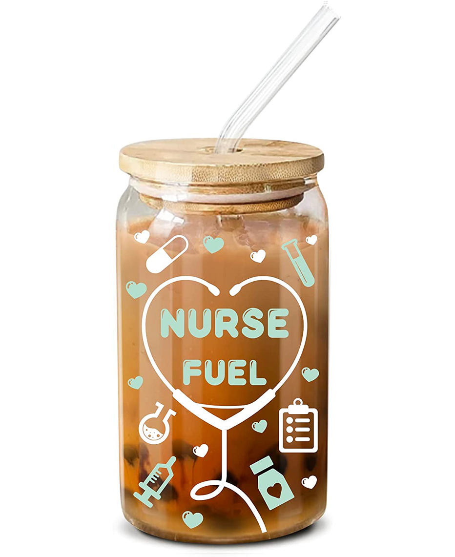 Nurse Gifts Fuel Beer Can Glass Iced Coffee Cup 16 OZ