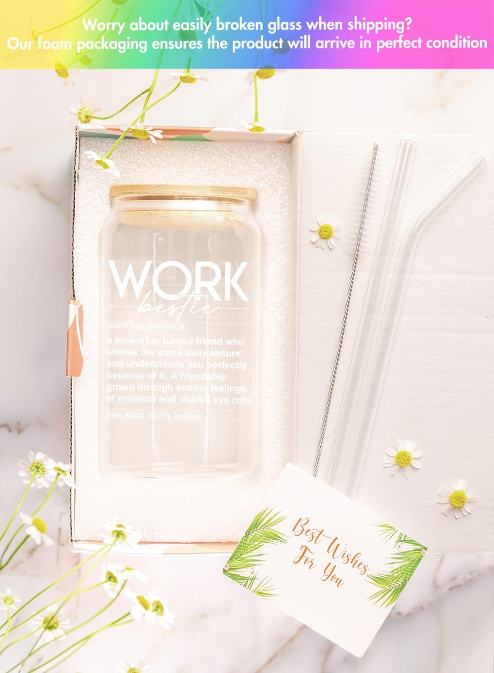 Work Bestie + Nutrition Facts - 16 Oz Coffee Glass