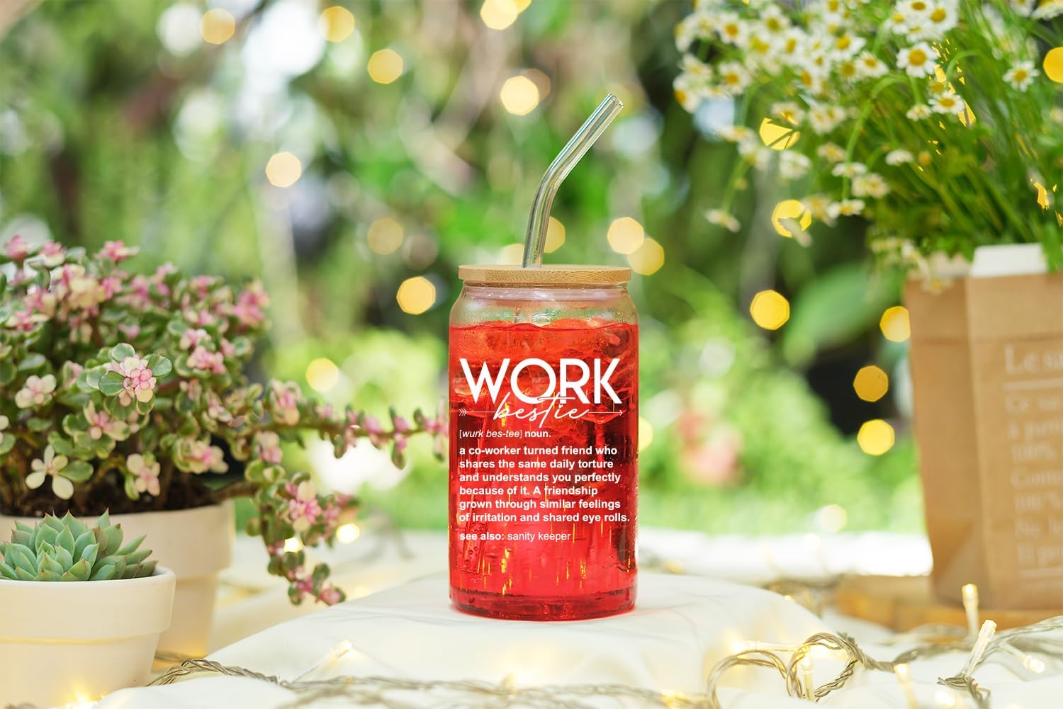 Work Bestie + Nutrition Facts - 16 Oz Coffee Glass