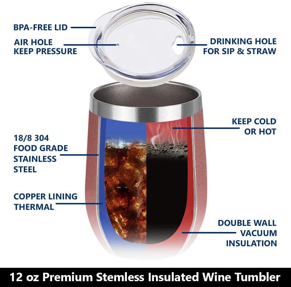 12 Oz Premium Stemless Insulated Wine Tumbler