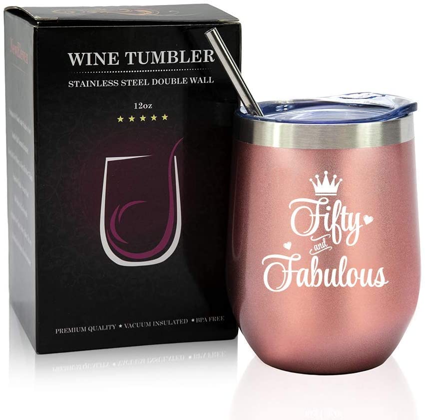 4 Pack of 12 oz Insulated Gold Wine Tumblers